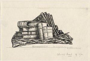 Kitap ve kırtasiye yığını by Leo Gestel