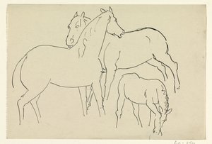 İki at ve bir tay by Leo Gestel