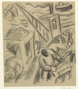 Bir balıkçı teknesinde balıkçı by Leo Gestel
