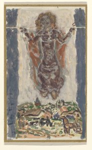 Bir manzara üzerinde uzanmış kolları olan kadın by Leo Gestel