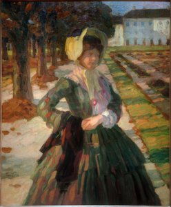 Yeşil elbiseli genç kadın by Leo Putz
