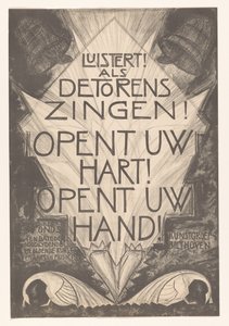 Sıkıntılı sanatçılar ve müzisyenler için poster dinler! Kuleler şarkı söylediğinde! Kalbini aç! Elini aç! (nesne üzerindeki başlık) by Leo Visser