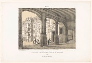 Kral Francis I Blois'in sekizgen merdiven kulesi ile Blois kalesinin iç görünümü. Intérieur du château, Tour de l'escalier de François Ier (nesne üzerine başlık) Çağdaş Fransa (dizi başlığı) La France de nos jours (dizi başlığı)