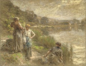 Biçerdöver Şişeden İçiyor veya Susuzluk by Leon Augustin Lhermitte