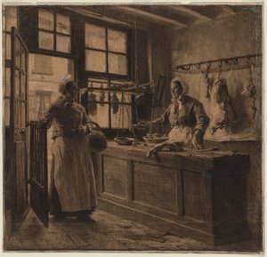 Kasap Dükkanının İçi by Leon-Augustin Lhermitte