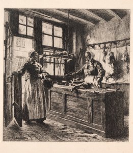 Kasap Dükkanının İçi by Leon-Augustin Lhermitte