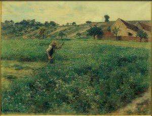 Yonca alanında biçme makinesi by Leon Augustin Lhermitte