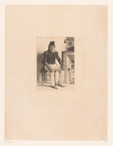 Askeri kostümlü yaşlı adam, şöminenin yanında oturuyor L'Eau Forte en 1874 (dizi başlığı) 1874'ten gravür (dizi başlığı) by Leon Augustin Lhermitte
