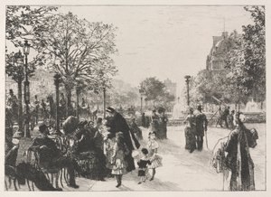 Tuileries Bahçeleri. by Leon-Augustin Lhermitte