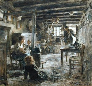 Bir Aile, İç Fonte (Babanın Dönüşü) 1887 (kağıt üzerinde pastel) by Leon Augustin Lhermitte