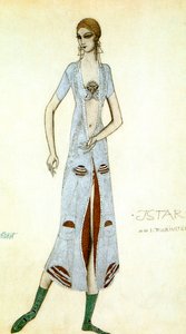 Ishtar olarak Ida Rubinstein için kostüm tasarımı, 1924. by Leon Bakst
