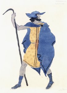 Oidipus at Colonus- the Stranger için kostüm tasarımı, c. 1899-1909 (kağıt üzerine kurşun kalem, w/c ve gümüş boya) by Leon Bakst