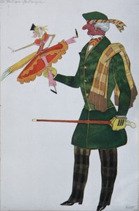 İngiliz. Bale için kostüm tasarımı The Magic Toy Shop, G. Rossini, 1919 by Leon Bakst