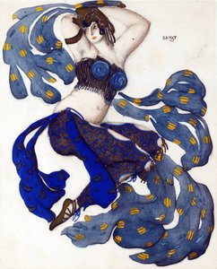 Odalık. Şehrazat balesi için kostüm tasarımı N. Rimsky-Korsakov - Bakst, Leon (1866-1924) - 1910 - Suluboya, Kağıt üzerine guaj - 33x28 - Özel Koleksiyon by Leon Bakst