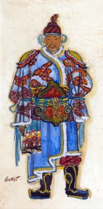 Oryantal Kostüm tasarımı (kağıt üzerine sulu boya ve guaj) by Leon Bakst