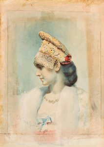 Kokoshnik Giyen Bir Kızın Portresi by Leon Bakst