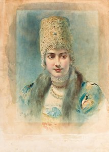 Kokoshnik Giyen Bir Kızın Portresi, 1890 by Leon Bakst