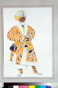 Michel Fokine tarafından rus balesi "Mavi tanrı" için ""genç raja" kostümü by Leon Bakst