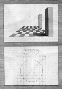 Mimari, perspektif ve geometri üzerine tedaviler: Leon Battista Alberti (1404-1472), mimar, matematikçi, Rönesans'ın İtalyan şairi, Londra'nın “” De Architectura Libri decem” den alınan pano