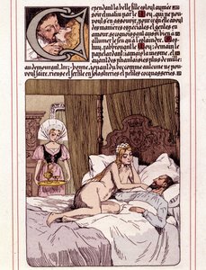 Leon Lebegue (1863-1944) tarafından Honore de Balzac'ın “La Mye du Roy” adlı romanının illüstrasyonu by Leon Lebegue