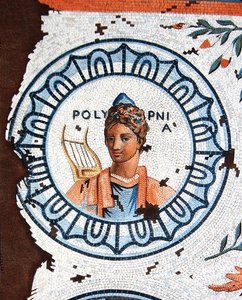 Polymnia, Kutsal Şarkının İlham Perisi, Şarkı Söyleme, Hitabet ve Retorik (renkli gravür) by Leon de (after) Laborde