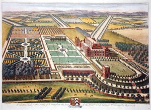 Johannes Kip (c.1652-1722) tarafından oyulmuş Nottingham ilçesindeki Wollaton Hall (gravür)