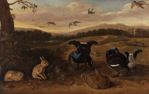 Bir Parkta Kara Oyun, Tavşanlar ve Kırlangıçlar by Leonard Knyff