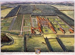 Johannes Kip (c.1652-1722) tarafından oyulmuş Cumberland ilçesinde Hutton Hall