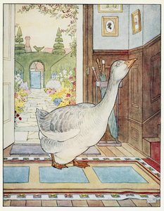 Goosey, Goosey Gander, Nereye Gideceğim?, Bir Tekerleme Resimli Kitaptan, pub. 1914 (renkli taş) by Leonard Leslie Brooke
