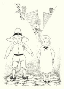 Bir ara sokakta küçük bir oğlan ve küçük bir kız yaşıyordu (gravür) by Leonard Leslie Brooke