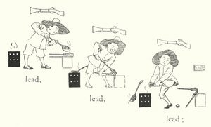 Küçük bir adam vardı ve küçük bir silahı vardı ve mermileri kurşundan, kurşundan, kurşundan (gravür) yapılmıştı. by Leonard Leslie Brooke
