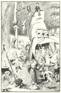 Bir gösteride yaşayan yaşlı bir kadın vardı (gravür) by Leonard Leslie Brooke