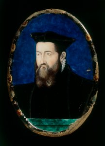 Piskoposluk portresi, Leonardo Limosin tarafından majolikada çalışma Museo Nazionale del Bargello, Floransa