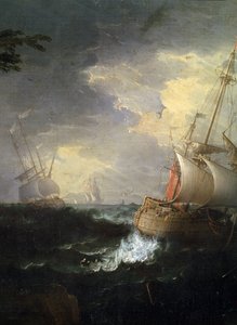 "" tempete en mer "" (Fırtınalı deniz) Detay. Peinture de Leonardo Coccorante (1680-1750) Musee des Beaux Arts de Mikalojus Konstantinas Ciurlionis, Kaunas, Litvanya