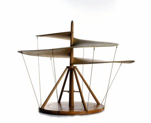 Leonardo da Vinci (Leonardo da Vinci), uçan makine, helikopter atası çiziminden yapılmış hava vidasının modeli - Leonardo da Vinci Bilim ve Teknoloji Müzesi, Milano