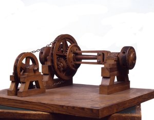 Dişlilerin ve tekerleklerin ahşap modeli (modeli), Leonardo da Vinci