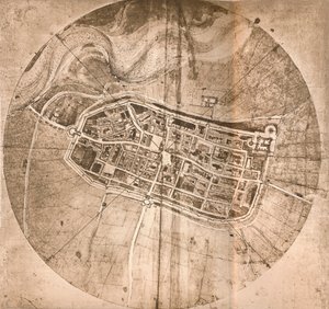 İtalya, Imola kasabasını temsil eden bir harita, c1472-c1519 1883 by Leonardo da Vinci