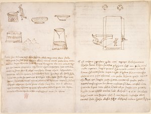 Arundel 263, f.259v, f.260 Barut hazırlamak için güherçile üretme sürecine ilişkin notlar ve kaba taslaklar (Leonardo