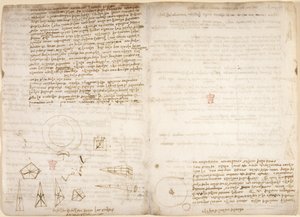Arundel 263, f.266v, f.267 Kozmoloji üzerine notlar (baş aşağı); Leonardo