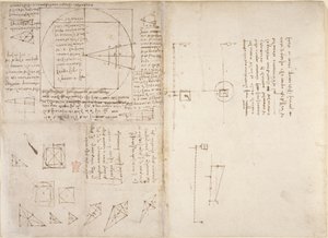 Arundel 263, f.72v, f.69 Mekanik ve ağırlık merkezi hakkında notlar ve diyagramlar, 