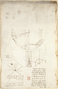 Arundel 263, f.85v Yansıma kostiği ile ilgili optik diyagramlar; vurmalı çalgının gücüyle ilgili ve Aristotelesçi ilke 