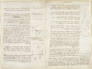 Arundel 263, f.8v, f.7 Mekanik üzerine notlar ve diyagramlar by Leonardo da Vinci
