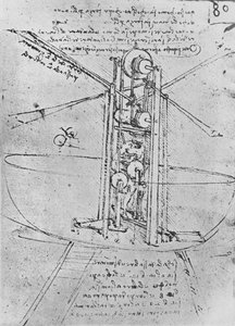 Bir Adamın Kullandığı Uçan Bir Makinenin Çizimi, c1480 1945 by Leonardo da Vinci