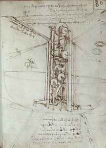 Uçan tahrik makinesinin çizimi. Leonard De Vinci