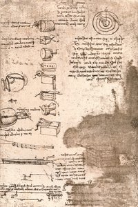 Müzik aletleri ve diğer nesnelerin çizimi, c1472-c1519 1883 by Leonardo da Vinci