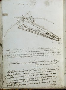 Uçan makine çizimi. Leonard De Vinci
