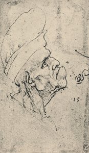 Sağa Şapka Takan Bir Adamın Grotesk Profili, c1480 1945 by Leonardo da Vinci
