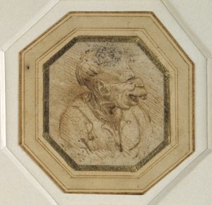 Grotesk kafa (kağıt üzerine kalem ve mürekkep) by Leonardo da Vinci