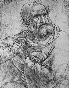 Bir Havarinin Sağ Eli Kaldırılmış Yarım Boyu, c1480 1945 by Leonardo da Vinci