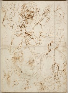 Başlar ve figürler, yaklaşık 1478. by Leonardo da Vinci